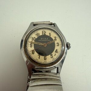 RARE Vintage DOXA Anti Magnetique Analog Wristwatch Silver Stainless Steel Dial